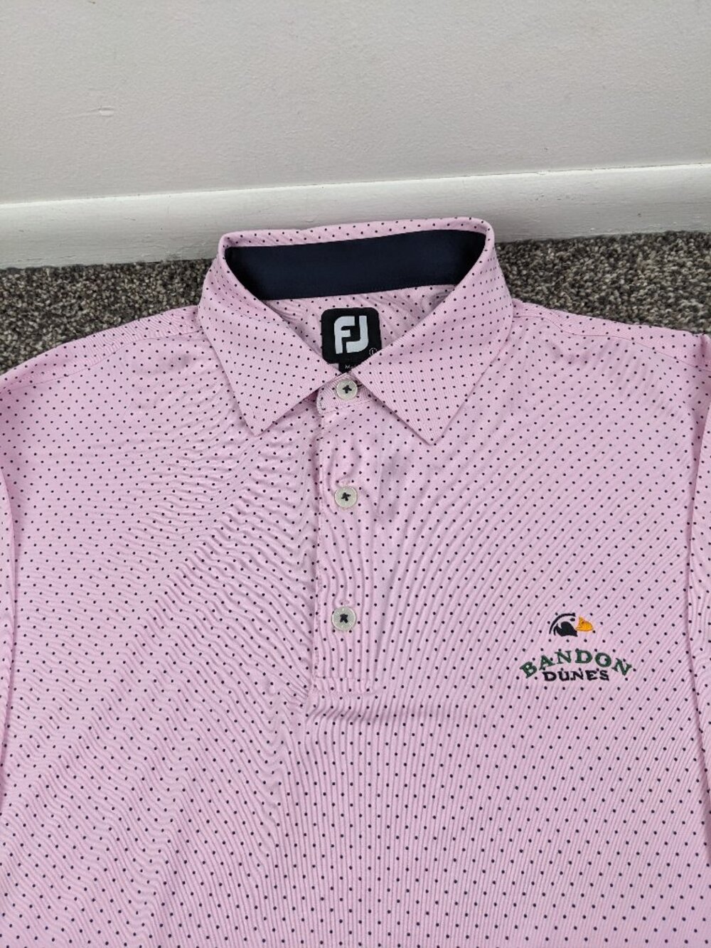 Bandon Dunes Polo Shirt Footjoy Performance Polka Dot Pink Mens Large